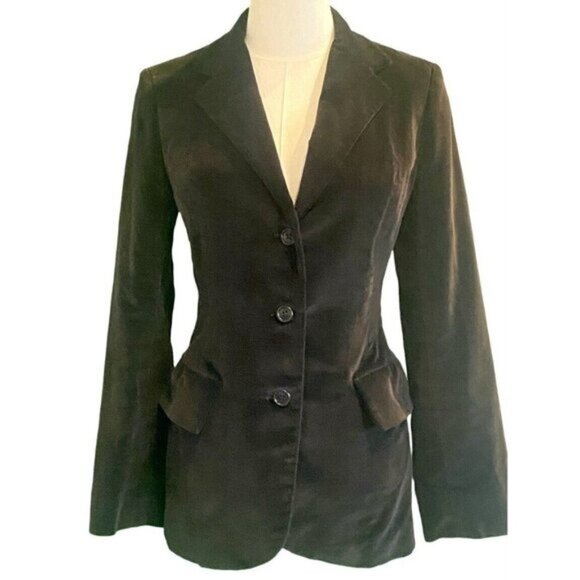 Brooks Brothers Vintage Notched Collar 3 Button Black Velvet Blazer Size 2-4 - Picture 1 of 5